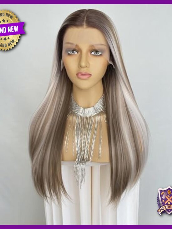 13x4 Lace Front Synthetic Wig 22 Inch Straight Heat Friendly Glueless